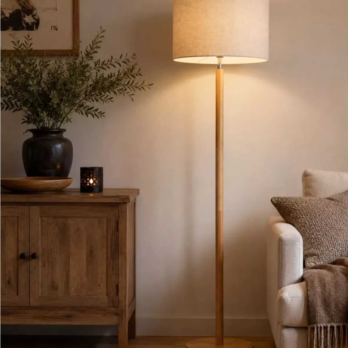 LAMPE LUA EN BOIS ET LIN