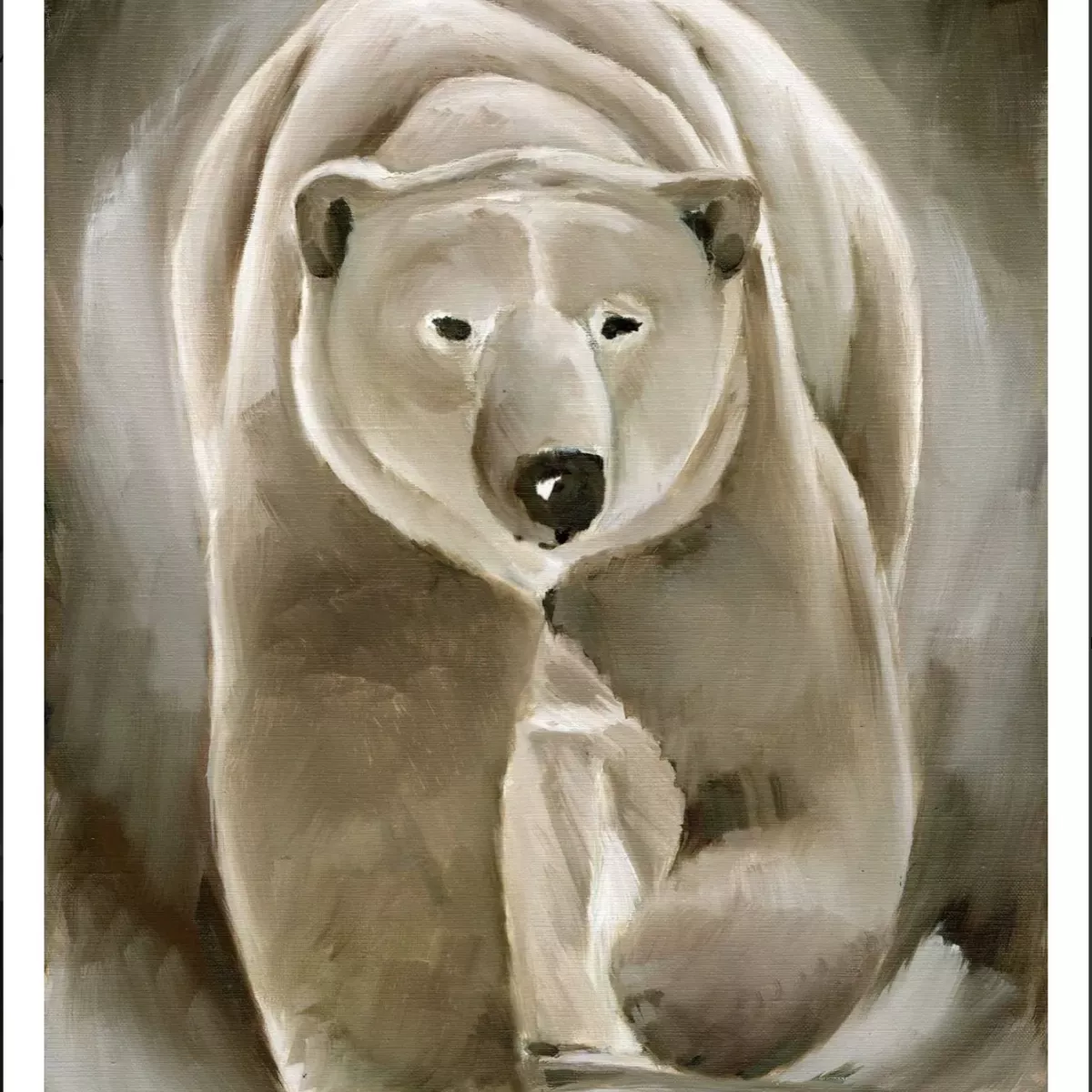 TABLEAU OURS POLAIRE TOILE SUR CHASSIS 120X80 CM