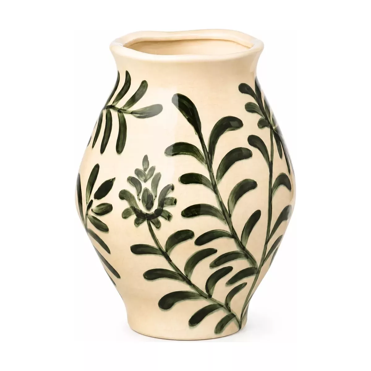 VASE FEUILLE VERTE EN GRÈS