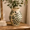 VASE FEUILLE VERTE EN GRÈS
