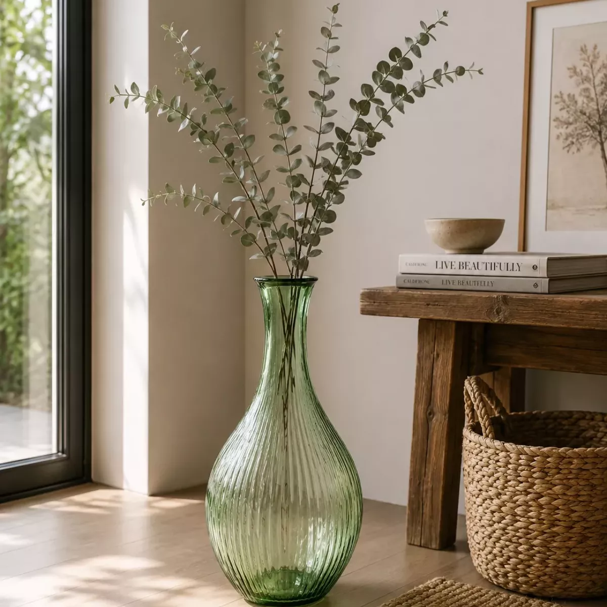VASE VERRE VERT OLIVE