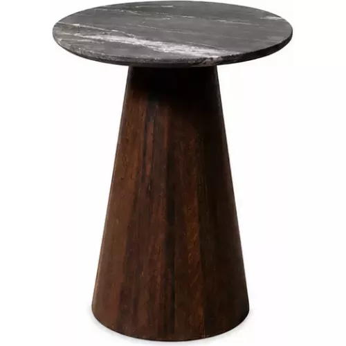 TABLE BASSE EN MARBRE ET BOIS DE MANGUIER