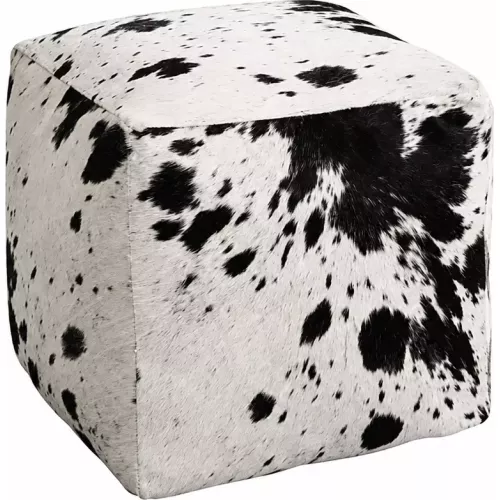 POUF CUBE EN PEAU DE VACHE