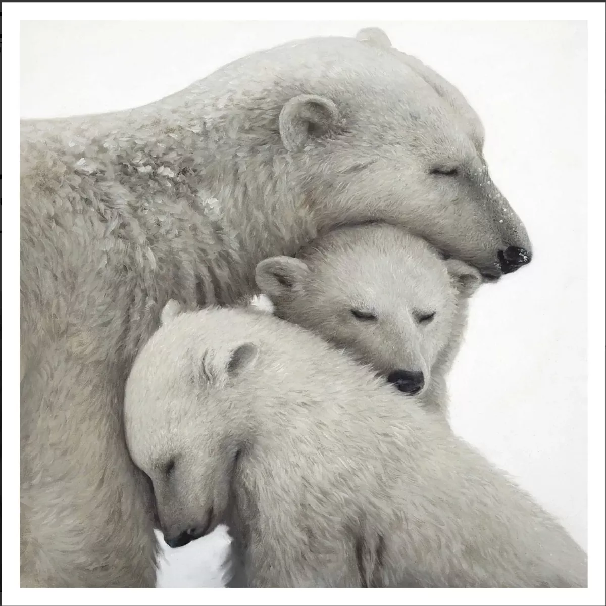 TOILE MAMAN OURS ET SES DEUX PETITS 90X90 CM