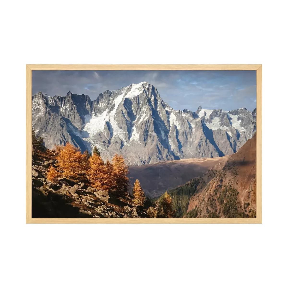 PHOTO MONTAGNE CHROMALUXE ENCADREMENT BOIS 60X90 CM