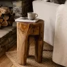 TABOURET ROSE EN TECK