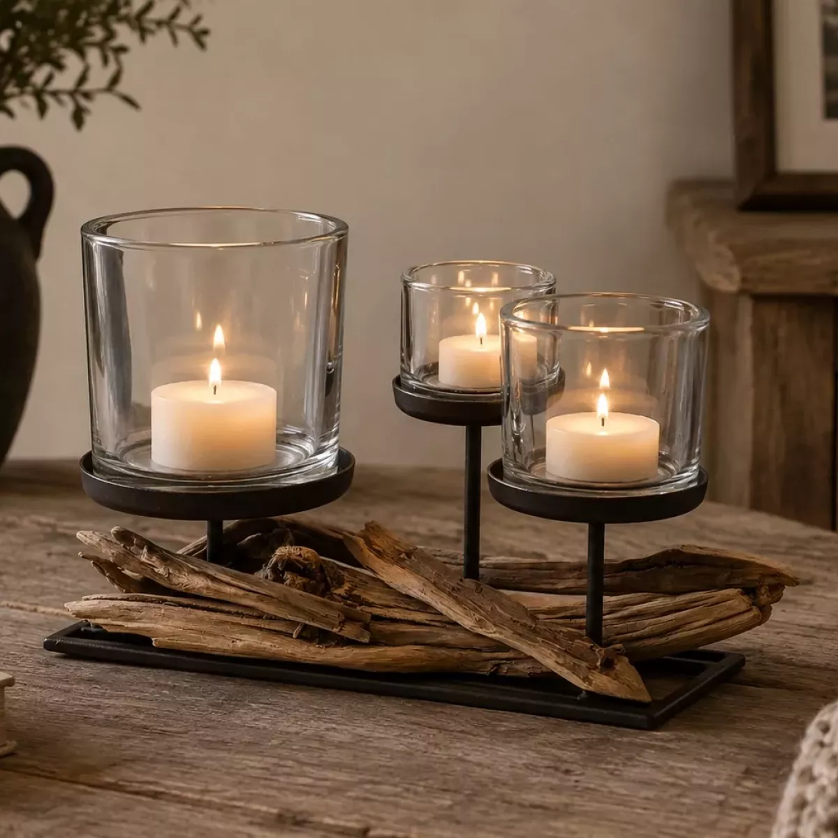 PHOTOPHORE L30 CM 3 VERRES