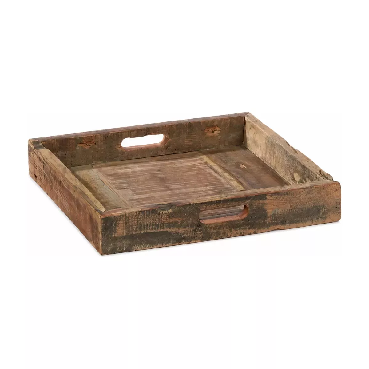 PLATEAU EN BOIS ANCIEN 38X38 CM