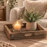 PLATEAU EN BOIS ANCIEN 38X38 CM