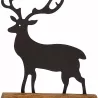 CERF MÉTAL SUR SOCLE EN BOIS