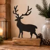 CERF MÉTAL SUR SOCLE EN BOIS