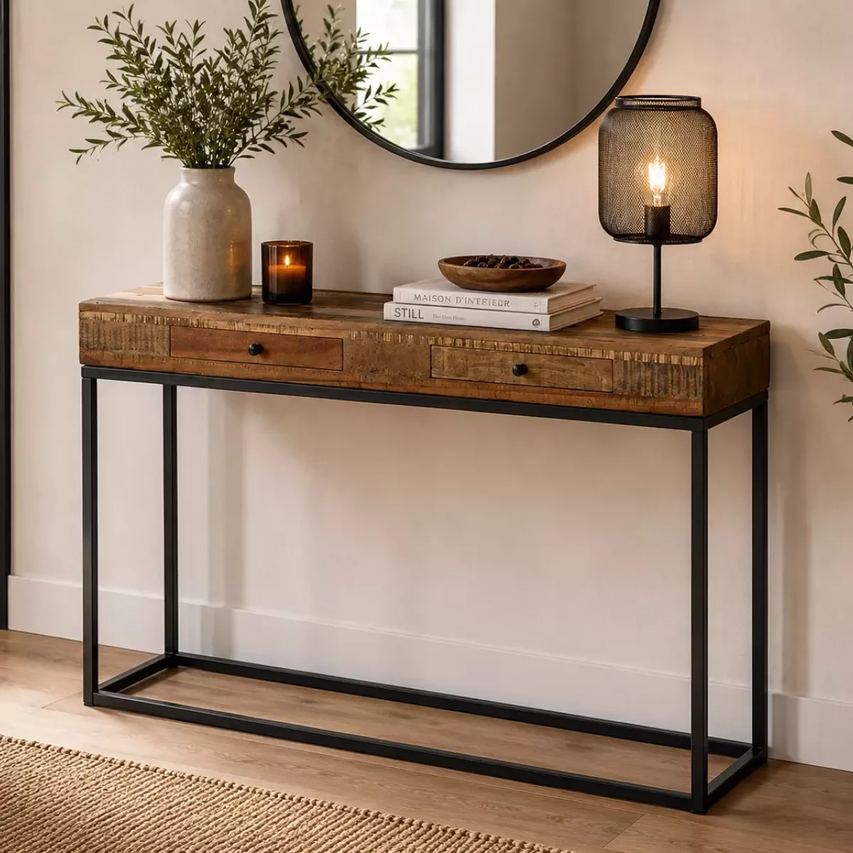 CONSOLE VICTORIA EN VIEUX BOIS