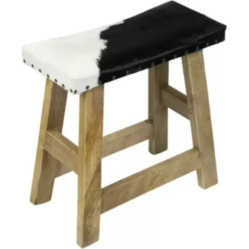 Banquette peau de vache et bois | Déco chalet montagne