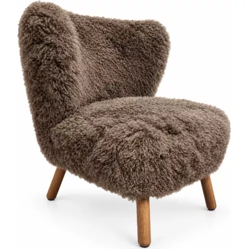 Fauteuil en laine taupe | Fauteuil cocooning chalet
