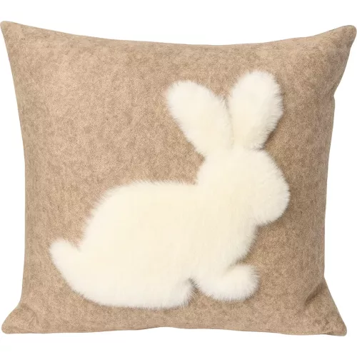 COUSSIN LAPIN EN FEUTRE DE LAINE BEIGE