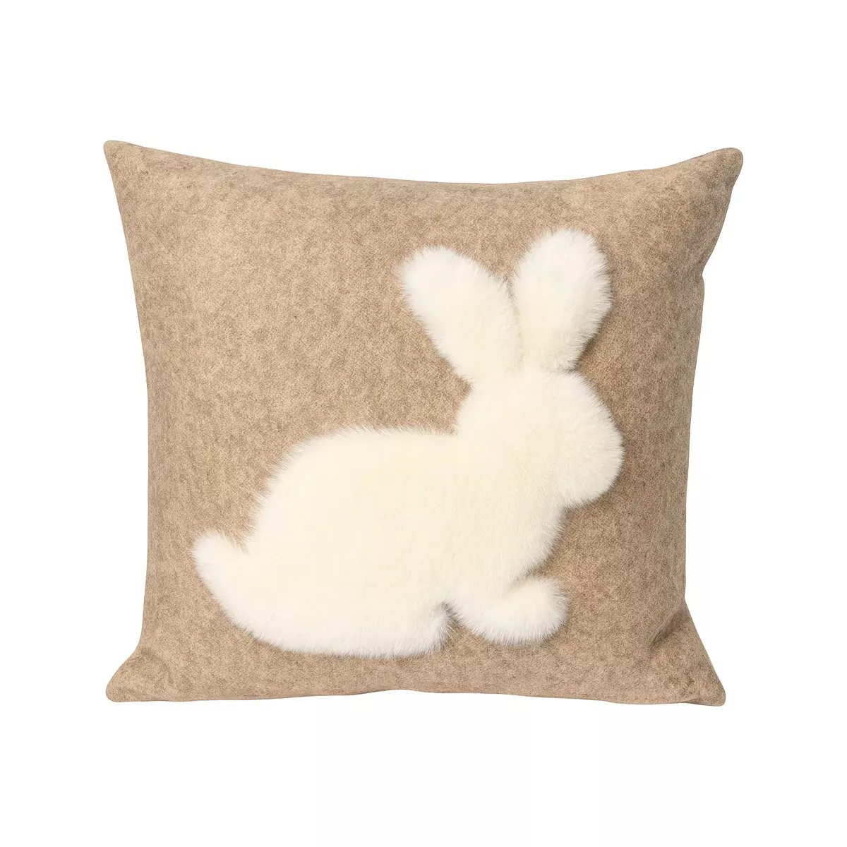 COUSSIN LAPIN FEUTRE DE LAINE BEIGE