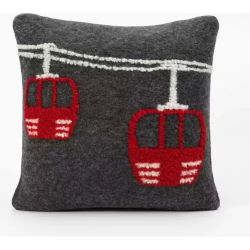 COUSSIN TÉLÉCABINE GRIS EN LAINE 50X50 CM