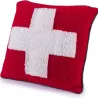 COUSSIN EN LAINE CROIX SUISSE ROUGE ET GRIS 50X50 CM