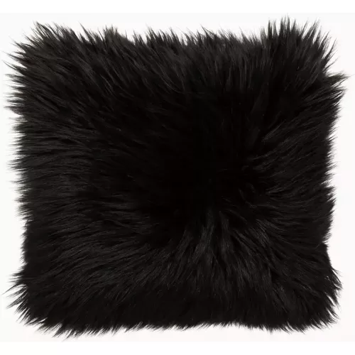 COUSSIN NOIR FAUSSE FOURRURE 35X35 CM