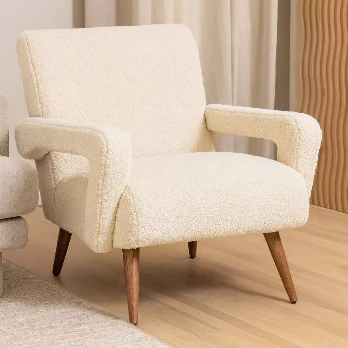 FAUTEUIL BOUCLETTE ÉCRU