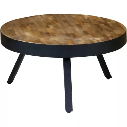 TABLE BASSE PLACAGE EN TECK