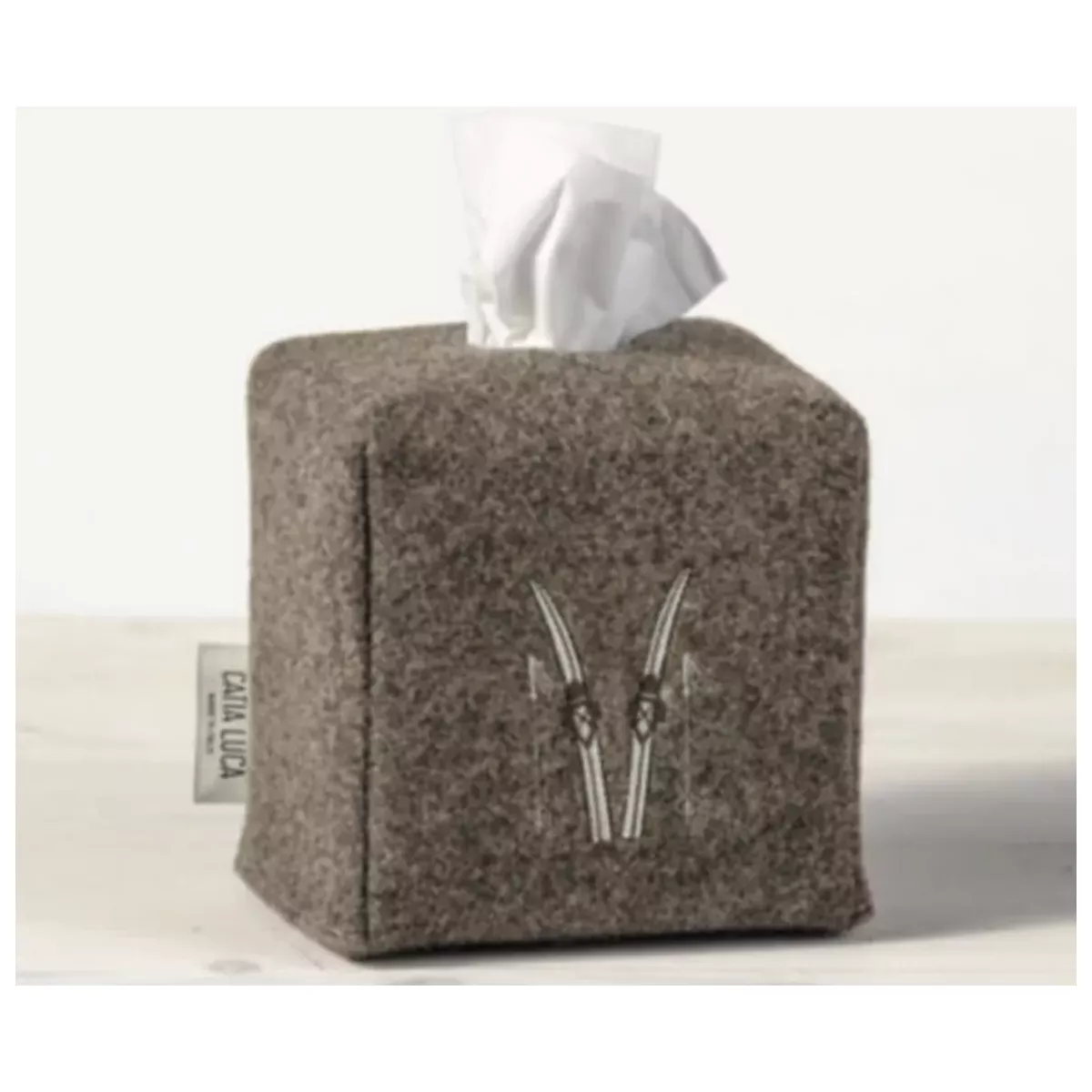 BOITE A MOUCHOIR FEUTRE DE LAINE SKI CARRÉ