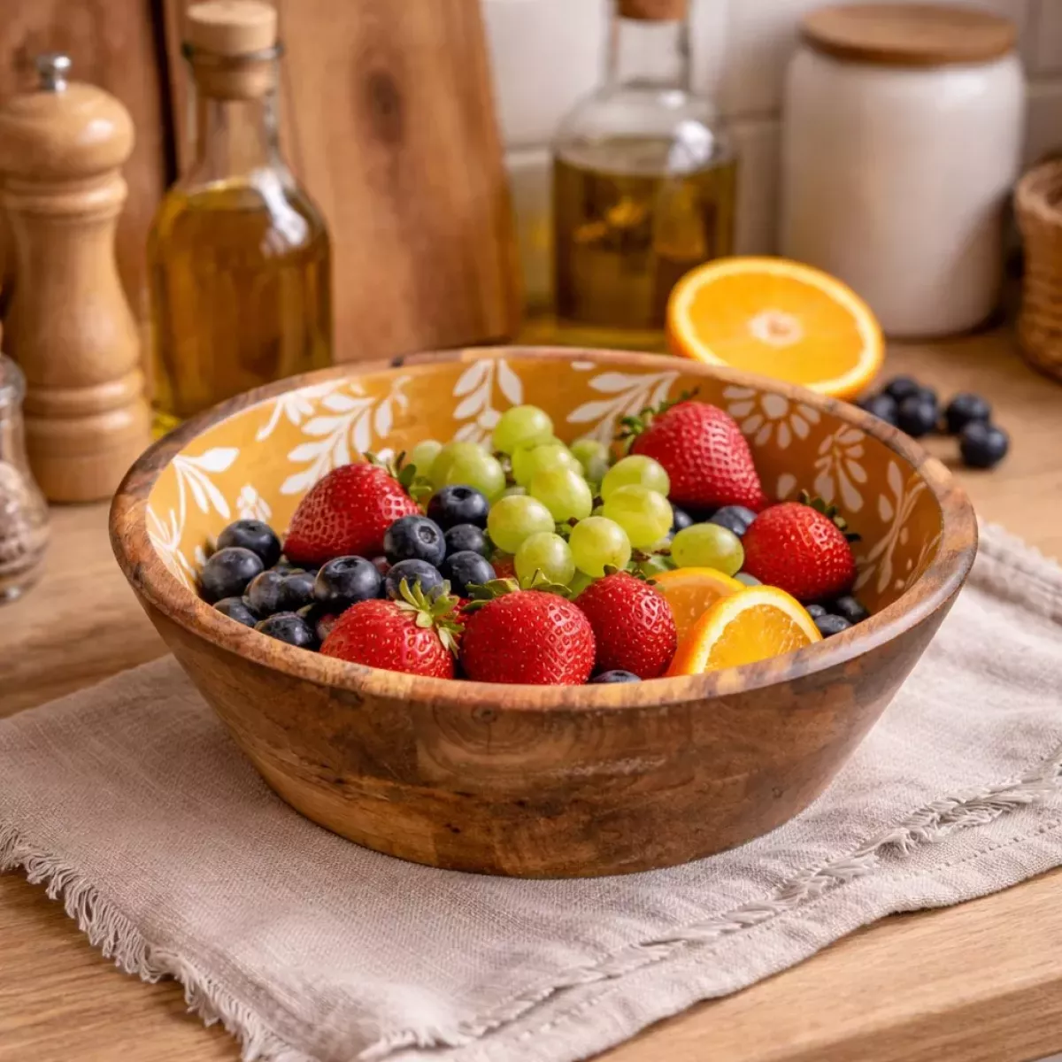 SALADIER JAUNE EN BOIS DE MANGUIER