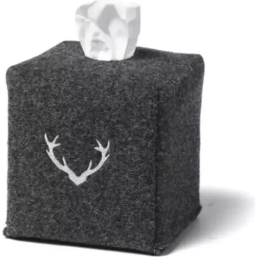 BOITE A MOUCHOIR FEUTRE DE LAINE TÊTE DE CERF CARRÉ