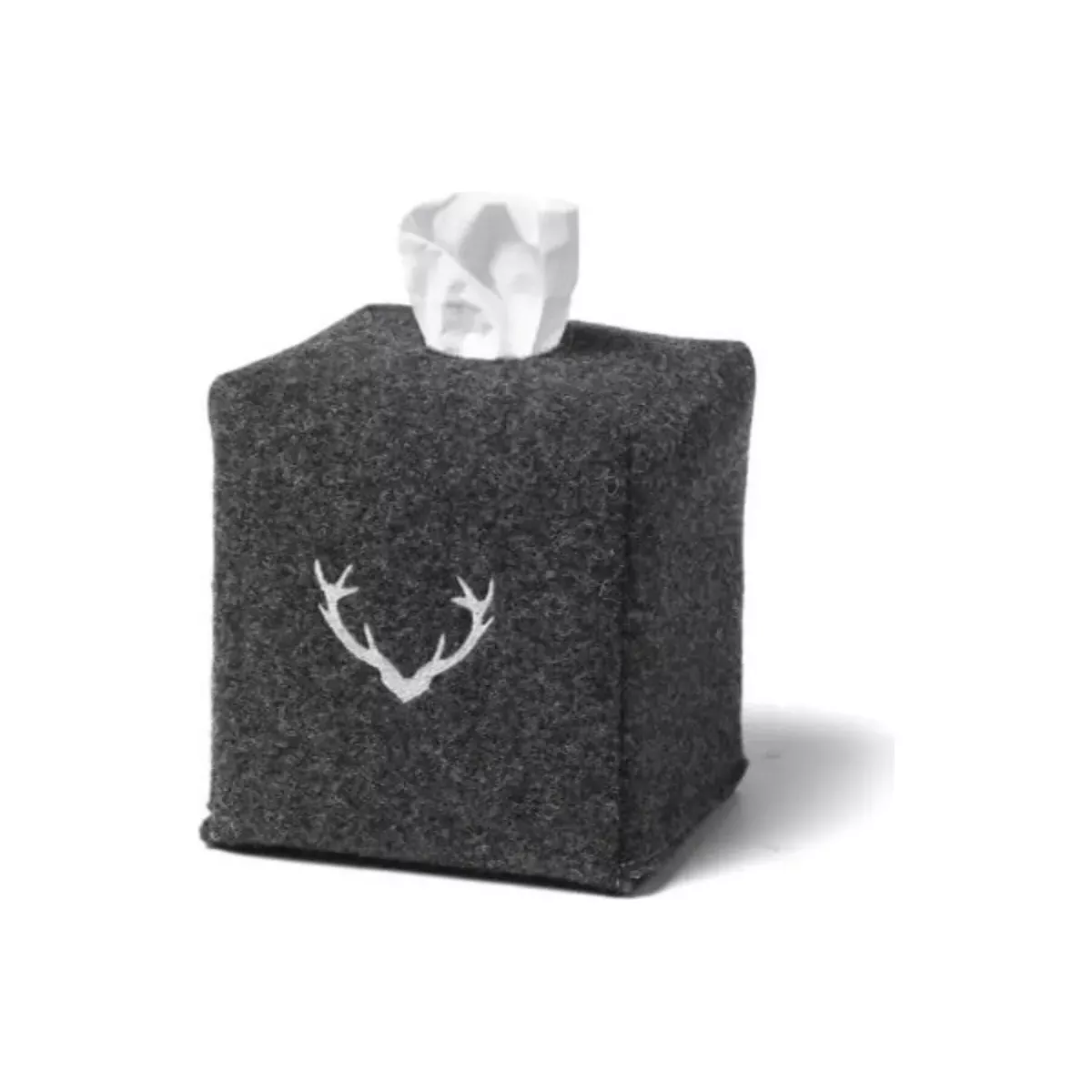 BOITE A MOUCHOIR FEUTRE DE LAINE  TETE DE CERF CARRÉ