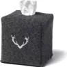 BOITE A MOUCHOIR FEUTRE DE LAINE  TETE DE CERF CARRÉ