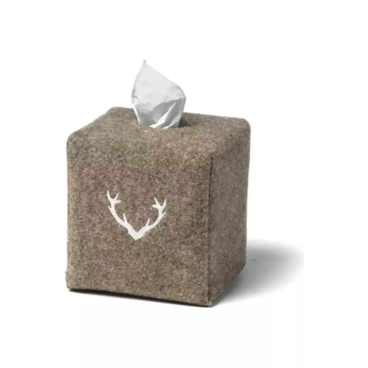 BOITE A MOUCHOIR FEUTRE DE LAINE  TETE DE CERF CARRÉ
