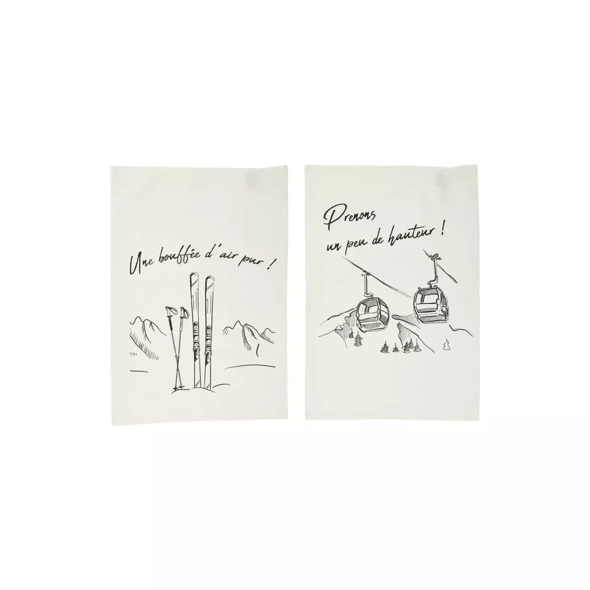 SET DE 2 TORCHON SKI/TELEPHERIQUE