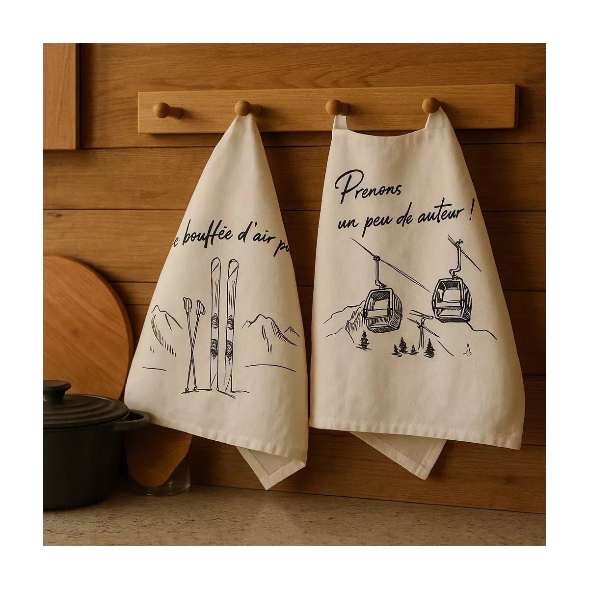 SET DE 2 TORCHON SKI/TELEPHERIQUE