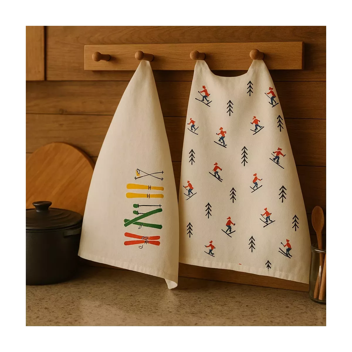 SET DE 2 TORCHONS SKIEUR