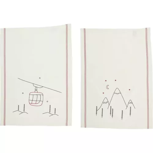 SET DE 2 TORCHONS TÉLÉCABINE / SAPINS