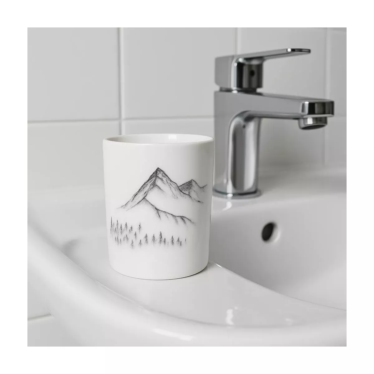 POT DE SALLE DE BAIN MOTIF MONTAGNE