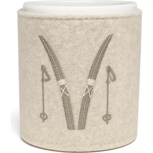 POT DE SALLE DE BAIN FEUTRE DE LAINE  MOTIF SKI