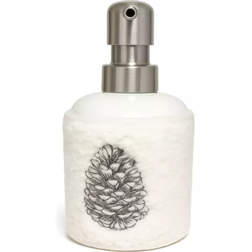 DISTRIBUTEUR SAVON LAINE MOTIF POMMES DE PIN