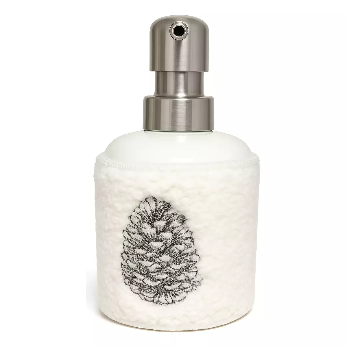 DISTRIBUTEUR SAVON LAINE MOTIF POMMES DE PIN