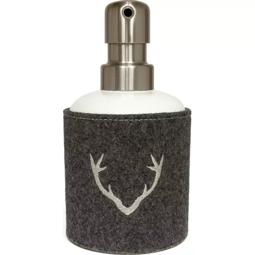 DISTRIBUTEUR DE SAVON EN FEUTRE DE LAINE MOTIF BOIS DE CERF
