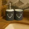 POT DE SALLE DE BAIN FEUTRE DE LAINE MOTIF BOIS DE CERF