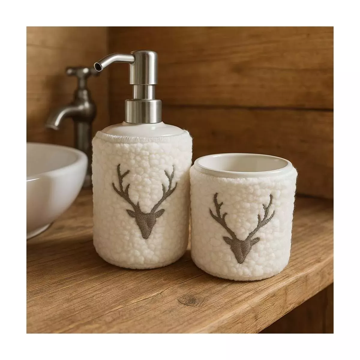 DISTRIBUTEUR DE SAVON  LAINE TÊTE DE CERF