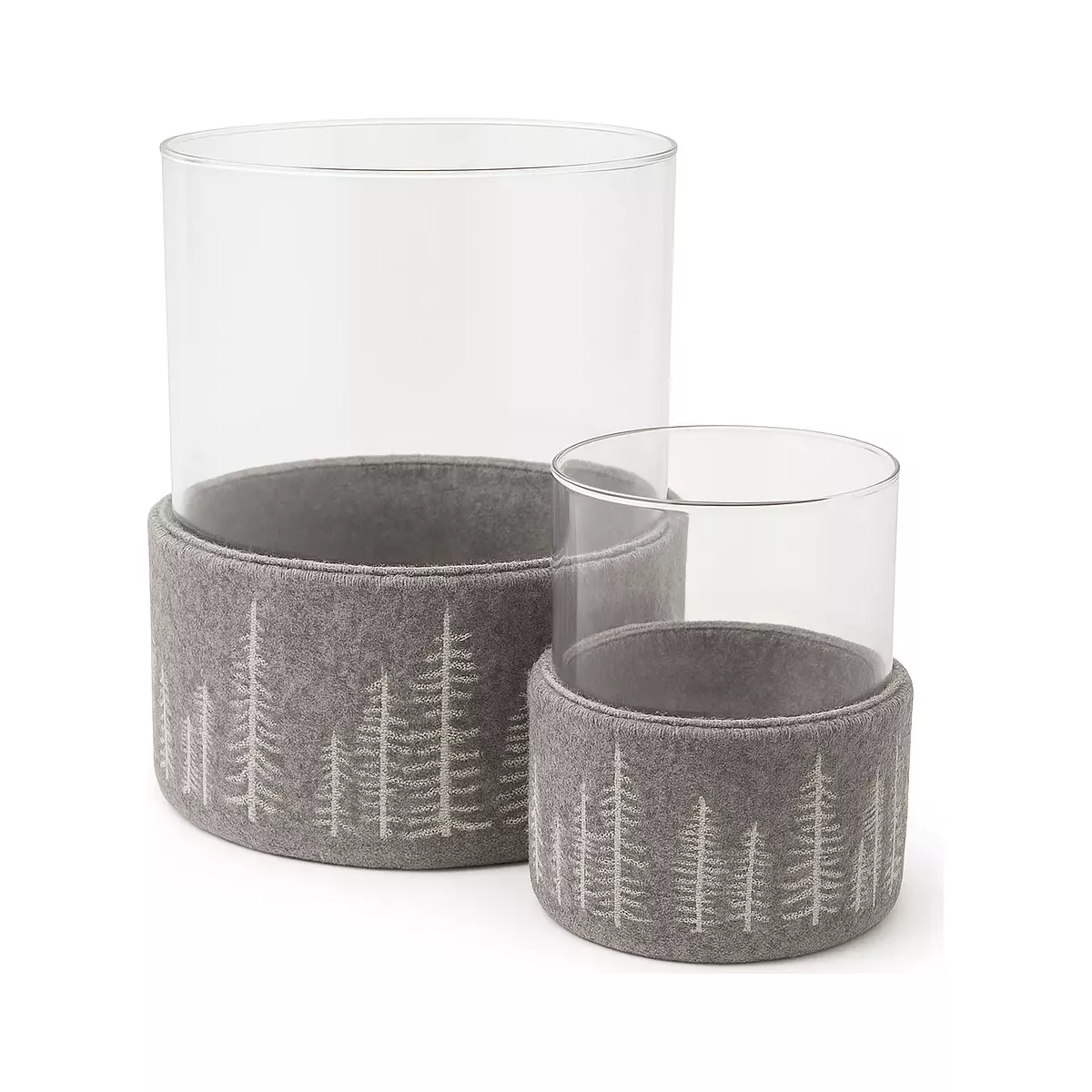 PHOTOPHORE SAPIN GRIS FEUTRE DE LAINE