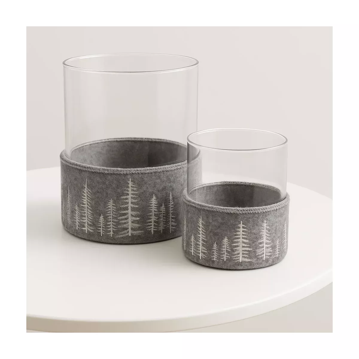 PHOTOPHORE SAPIN GRIS FEUTRE DE LAINE