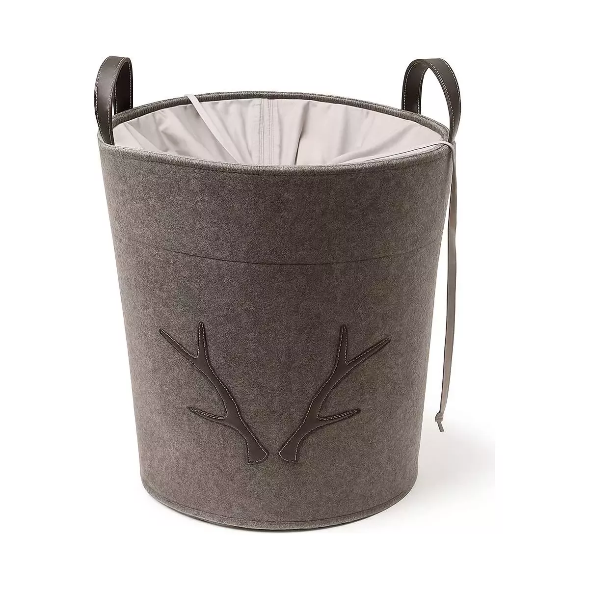 PANIER A LINGE TAUPE MOTIF BOIS DE CERF