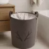 PANIER A LINGE TAUPE MOTIF BOIS DE CERF