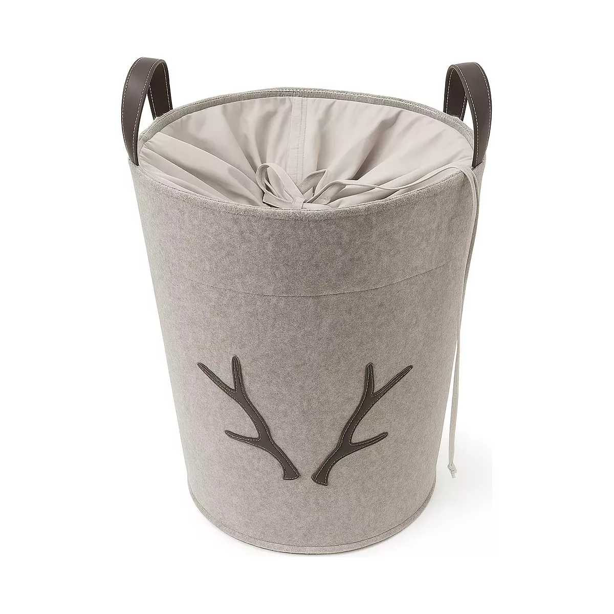 PANIER A LINGE BEIGE MOTIF BOIS DE CERF