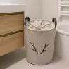 PANIER A LINGE BEIGE MOTIF BOIS DE CERF