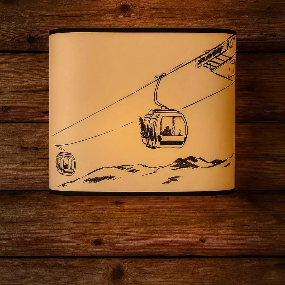 ABAT JOUR CARRÉ FEUTRE ECRU BRODE TELECABINE 20 CM