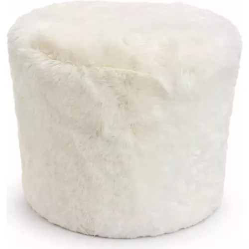 POUF EN FAUSSE FOURRURE BLANCHE